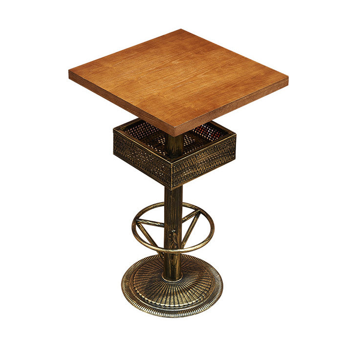 Industrial Solid Wood Bar Table Set 1/3/4/5 Pieces Counter Table with High Stools