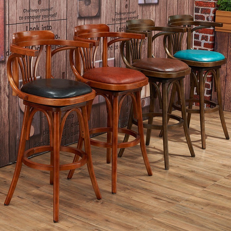 Industrial Solid Wood Bar Table Set 1/3/4/5 Pieces Counter Table with High Stools