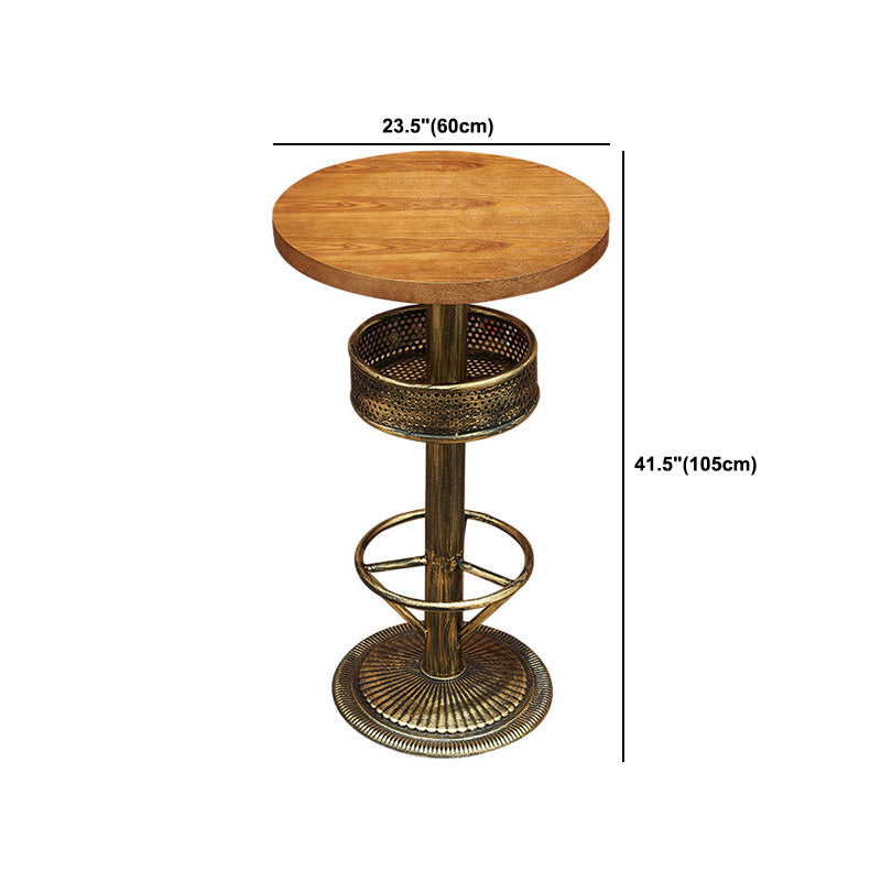 Industrial Solid Wood Bar Table Set 1/3/4/5 Pieces Counter Table with High Stools