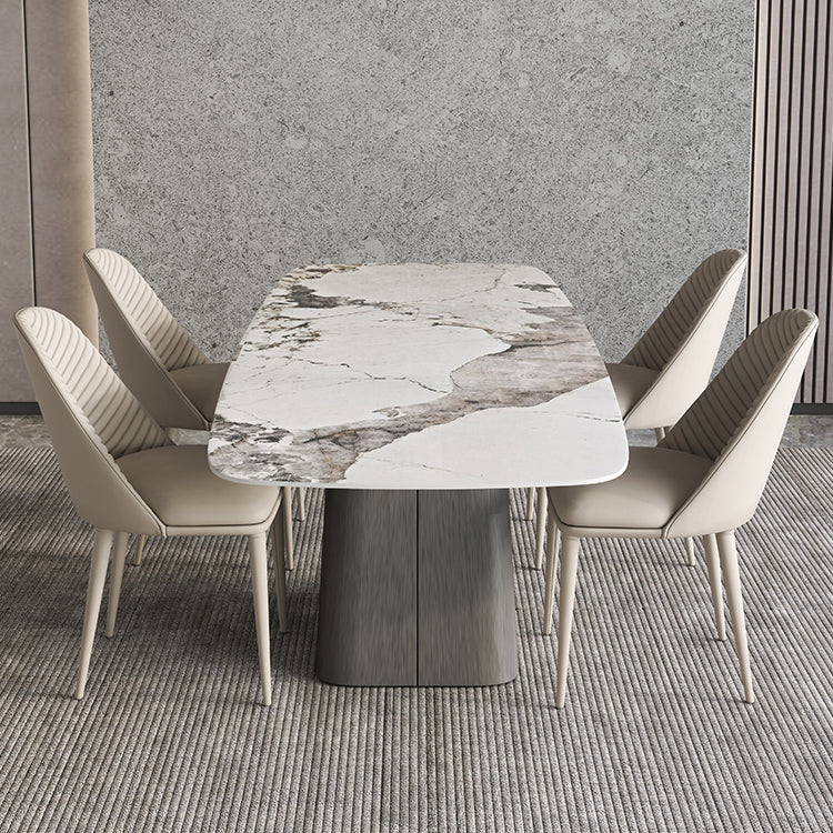 Modern Kitchen Stone Furniture 1/4/5/7 Pieces Rectangle Dining Room Table with Side Chairs