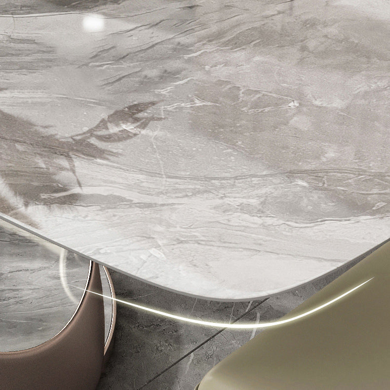 Nordic Sintered Stone Top Dining Set Rectangle 1/2/5/6 Pieces Dinette Table Set