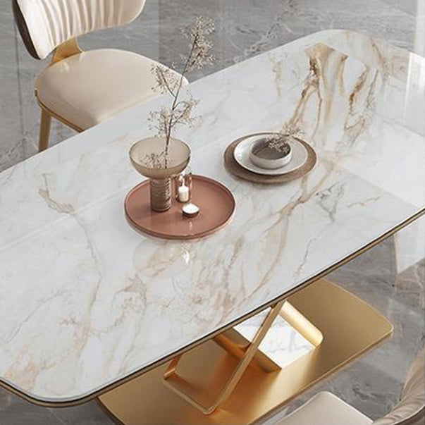 Luxurious Sintered Stone Top Dining Set Rectangle 1/2/5/7 Pieces Dining Room Table Set