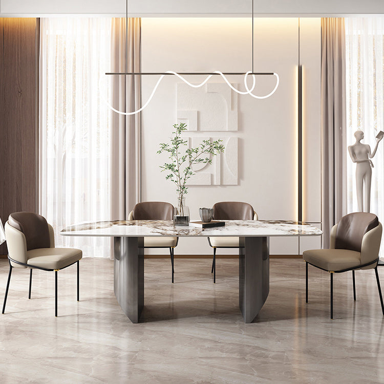 Modern Sintered Stone Top Dining Set Rectangle 1/2/5/6/7 Pieces Dining Room Table Set