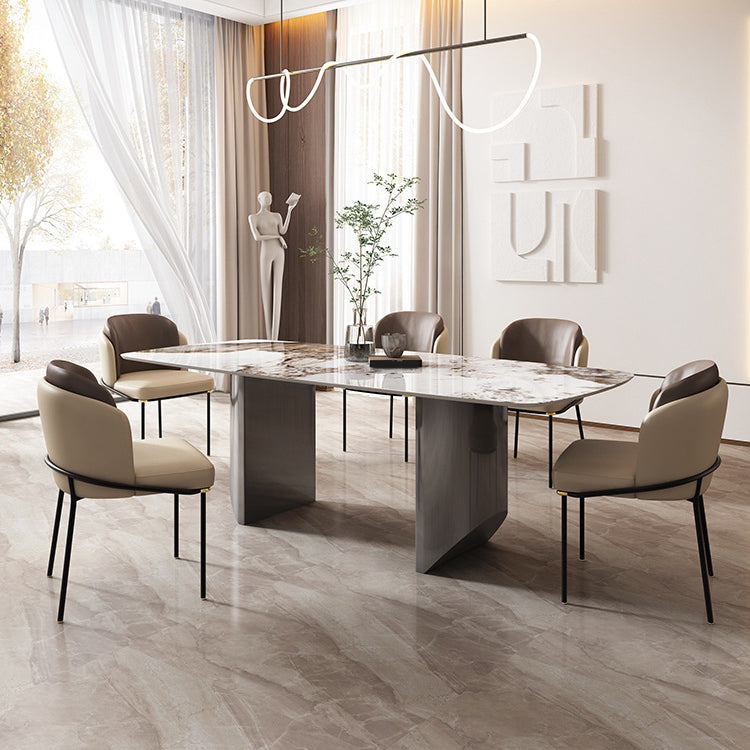 Modern Sintered Stone Top Dining Set Rectangle 1/2/5/6/7 Pieces Dining Room Table Set