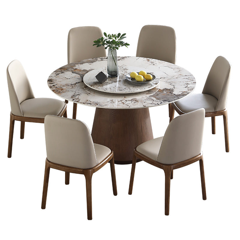 Round Dining Table Set 1/4/5/7 Pieces Solid Wood Pedestal Dining Table and Chairs