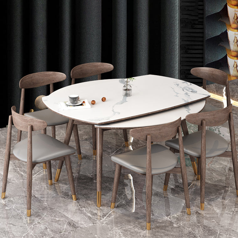 Modern Dining Set 1/4/7 Pieces Folding Dining Table with Open Back Dining Side Chairs
