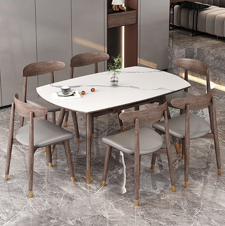 Modern Dining Set 1/4/7 Pieces Folding Dining Table with Open Back Dining Side Chairs