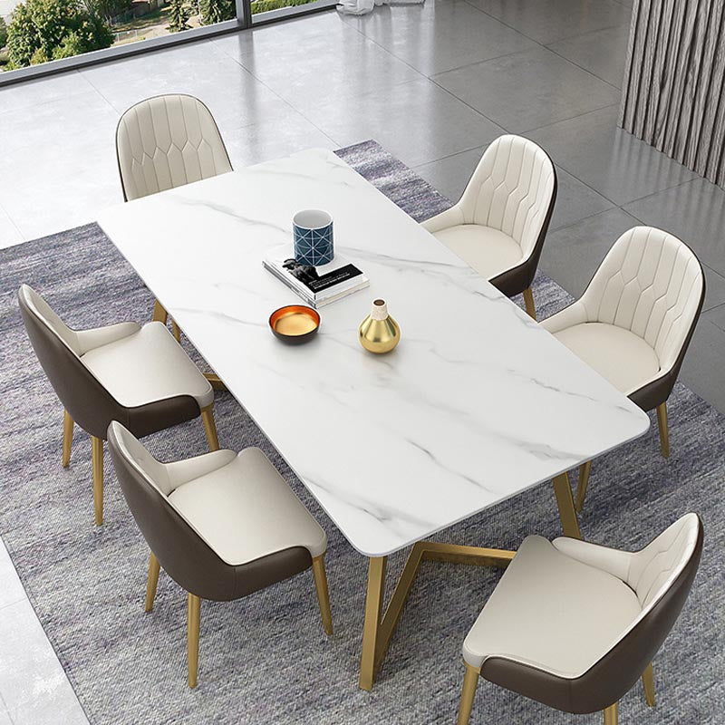 Stone Top Dining Table Traditional Luxury Table with Sled Base