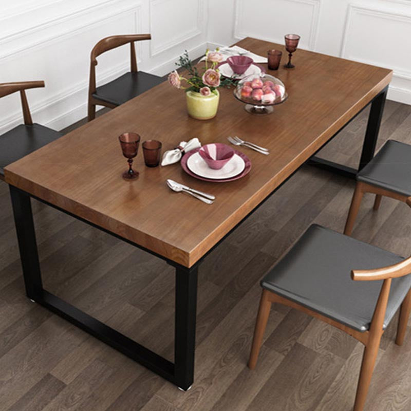 Solid Wood Top Table Rectangle Pine Wood Table with Sled Base