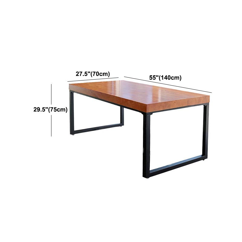 Solid Wood Top Table Rectangle Pine Wood Table with Sled Base