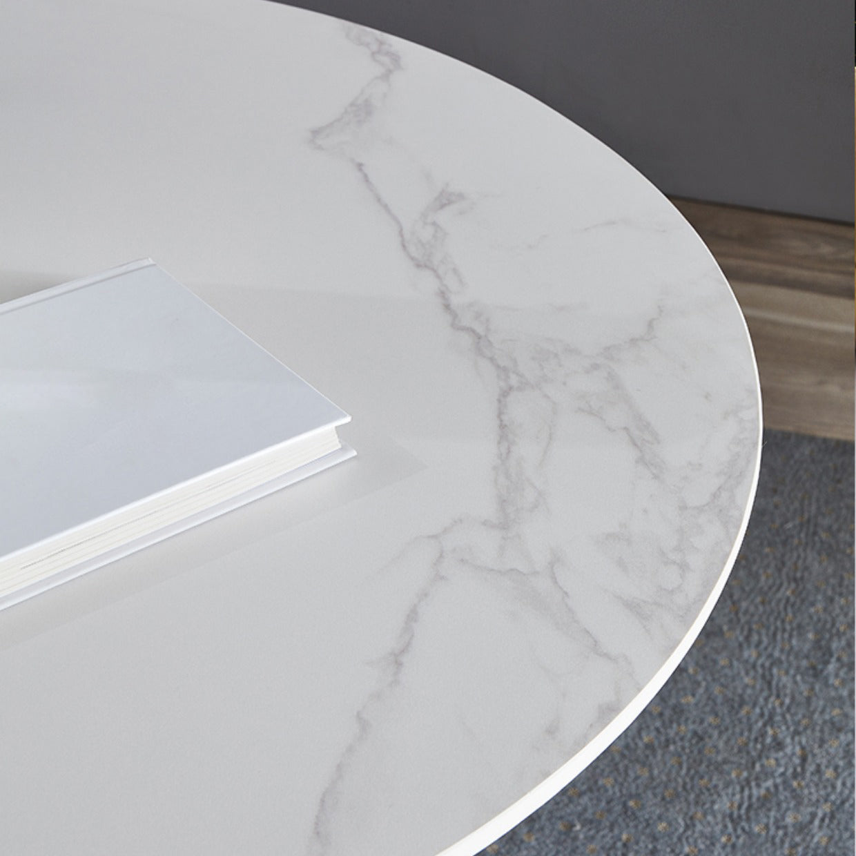 Round Dining Table Contemporary Style Stone Dining Site Table with Tulip Base