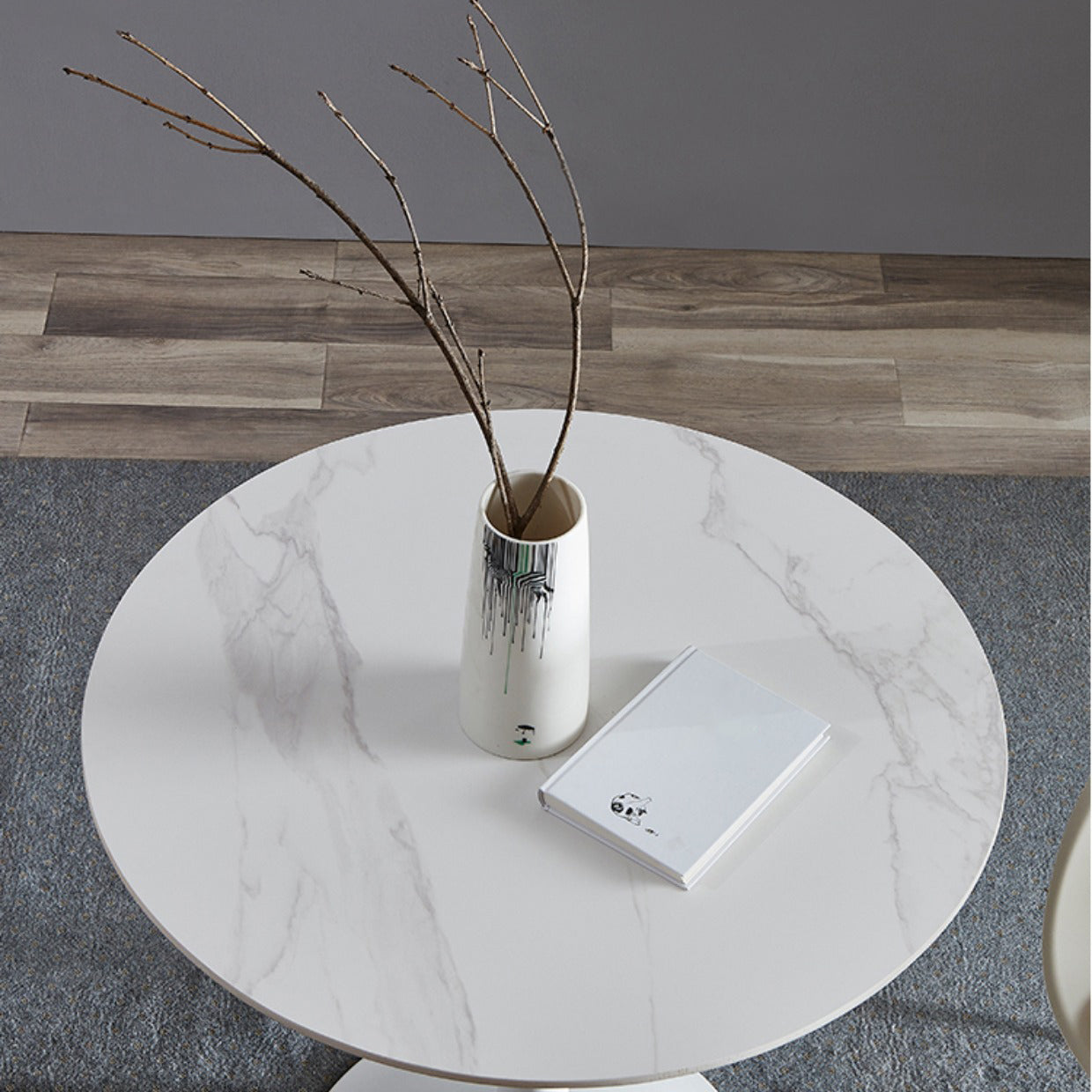 Round Dining Table Contemporary Style Stone Dining Site Table with Tulip Base