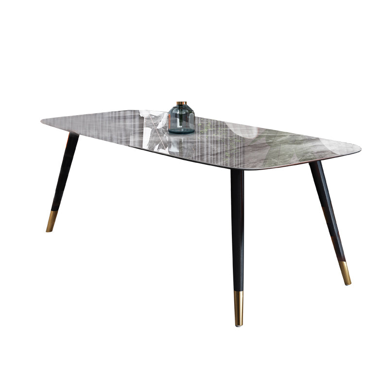 Traditional Luxury Stone Dining Table Rectangle Tripod Base Dining Table
