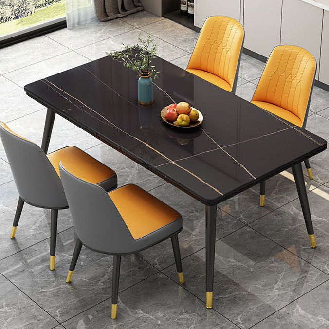 Rectangular Sintered Stone Dining Table Modern 4 Legs Furniture in Matte Finish