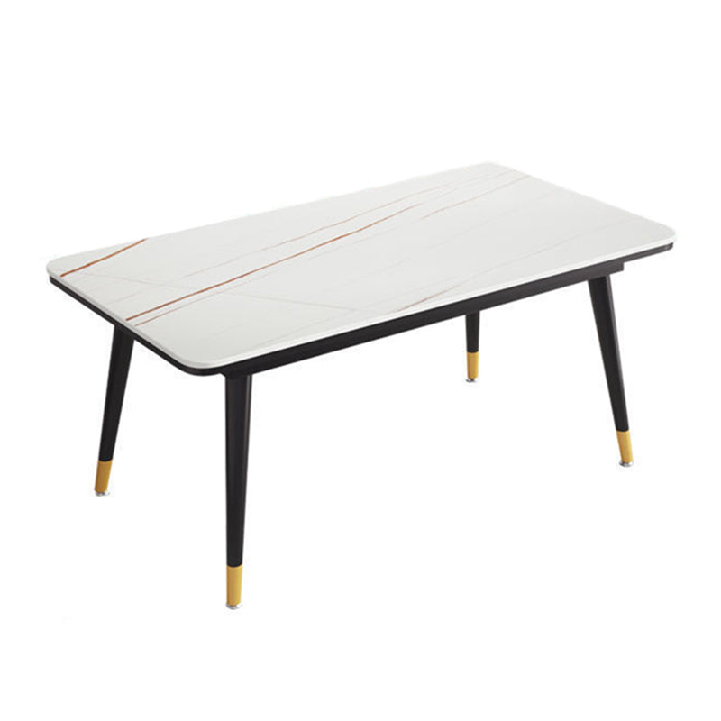 Rectangular Sintered Stone Dining Table Modern 4 Legs Furniture in Matte Finish