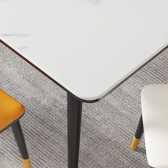 Rectangular Sintered Stone Dining Table Modern 4 Legs Furniture in Matte Finish