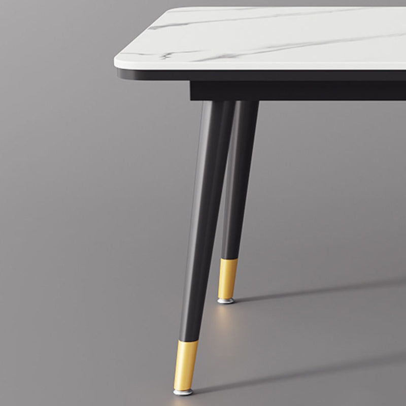 Rectangular Sintered Stone Dining Table Modern 4 Legs Furniture in Matte Finish