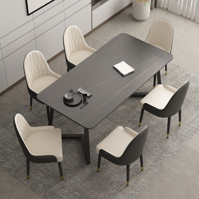 Industrial Style Dining Table Sintered Stone Rectangle Table for Home