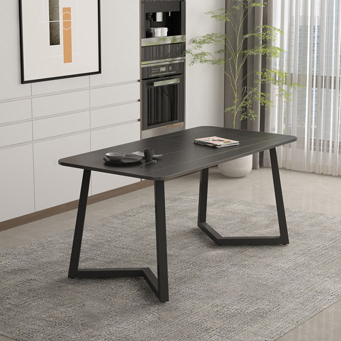 Industrial Style Dining Table Sintered Stone Rectangle Table for Home
