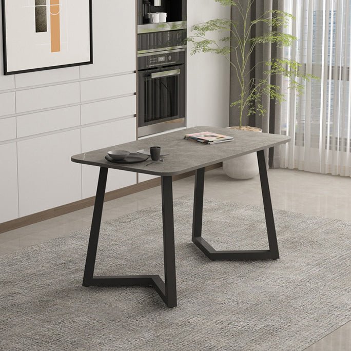 Industrial Style Dining Table Sintered Stone Rectangle Table for Home