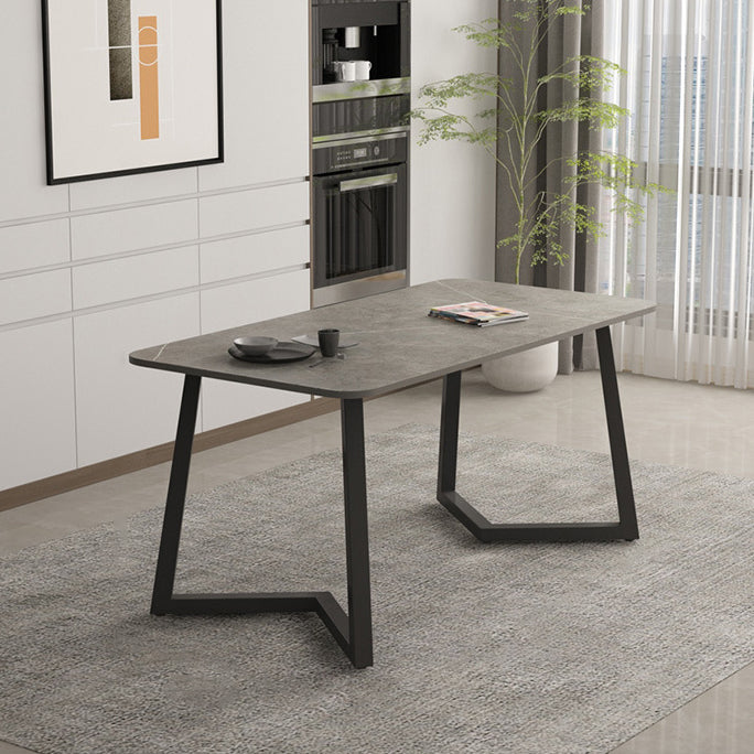 Industrial Style Dining Table Sintered Stone Rectangle Table for Home