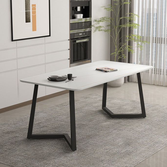 Industrial Style Dining Table Sintered Stone Rectangle Table for Home
