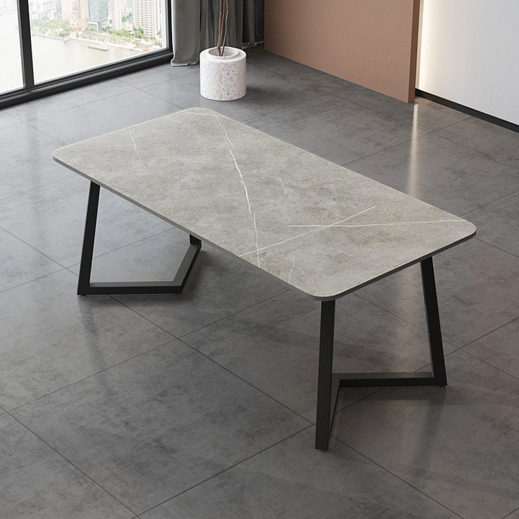 Industrial Style Dining Table Sintered Stone Rectangle Table for Home