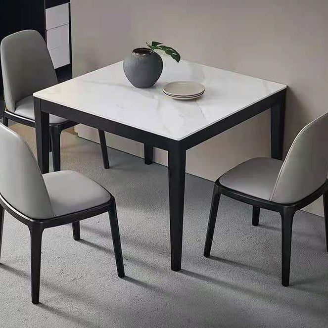 4 Legs Dining Table Industrial Stone Dining Table with Black Frame