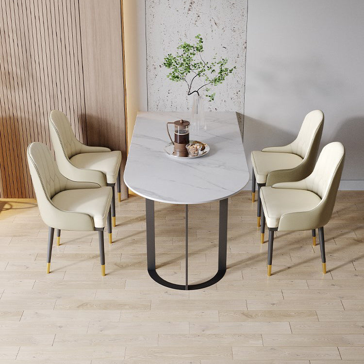 Contemporary Dining Table Stone Dining Site Table with Double Pedestal