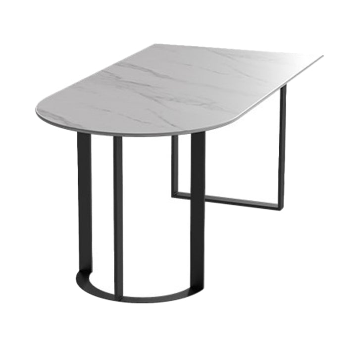 Contemporary Dining Table Stone Dining Site Table with Double Pedestal