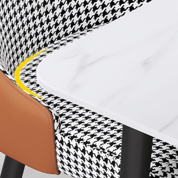 Luxury Sintered Stone Top Table Rectangle Home Desk with 4 Black Metal Legs