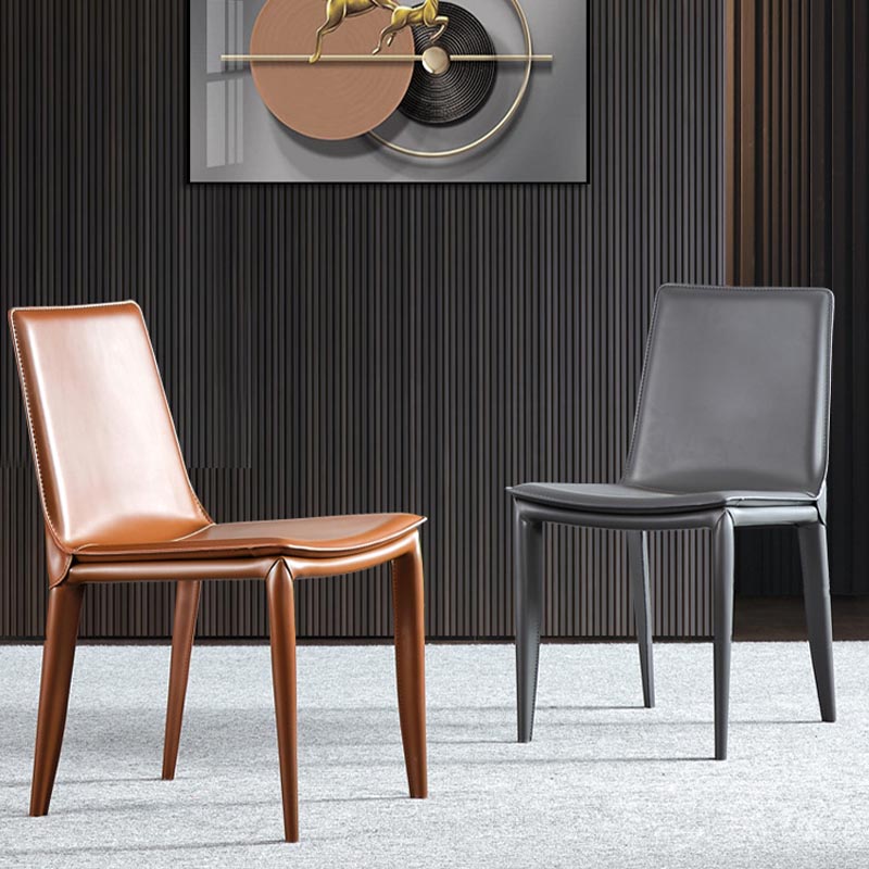 Contemporary Style Dining Chairs Armless Chair with Metal Legs for Kitchen