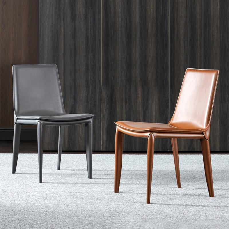 Contemporary Style Dining Chairs Armless Chair with Metal Legs for Kitchen