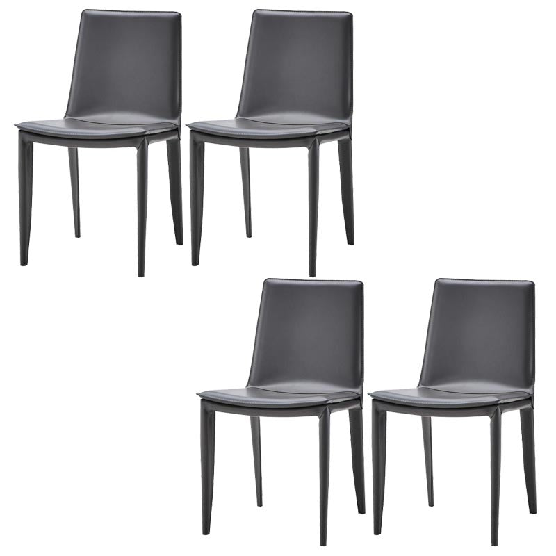 Contemporary Style Dining Chairs Armless Chair with Metal Legs for Kitchen