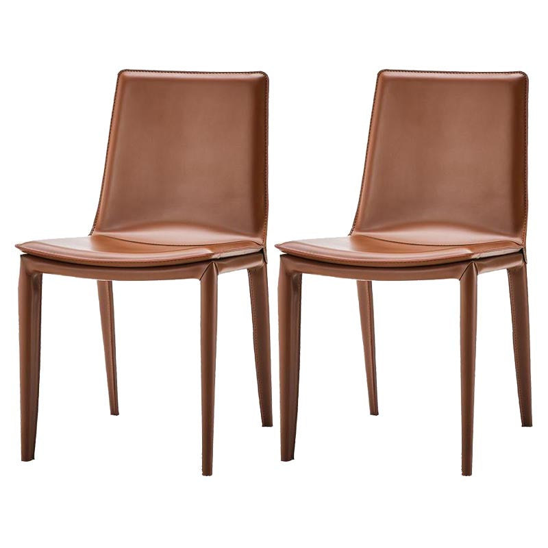 Contemporary Style Dining Chairs Armless Chair with Metal Legs for Kitchen