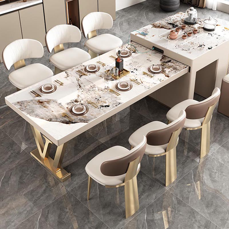 Nordic Glam Style Chair Dining Armless Chairs for Kitchen with Metal Legs