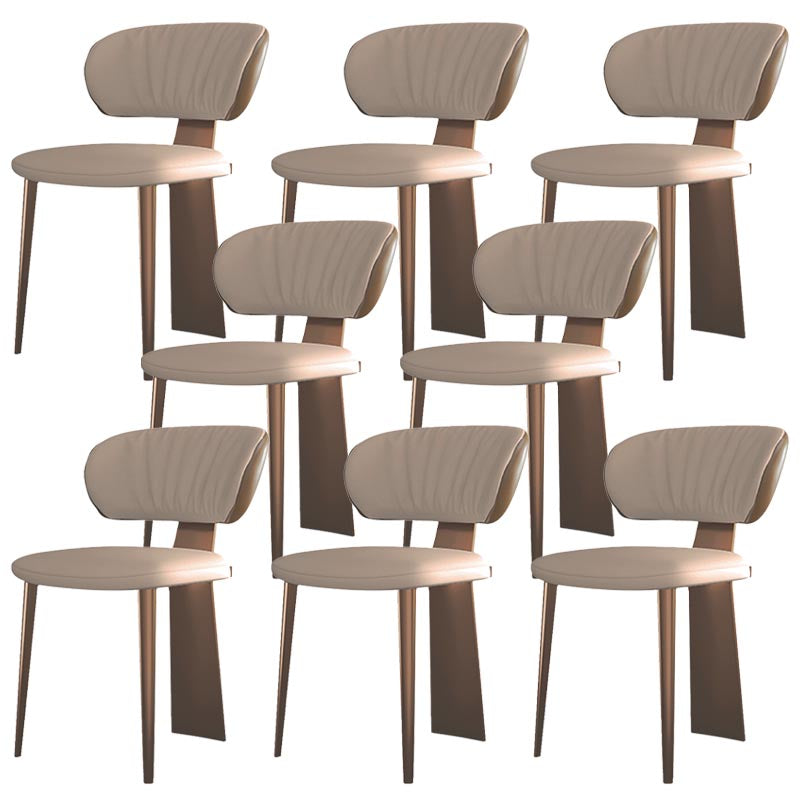 Nordic Glam Style Chair Dining Armless Chairs for Kitchen with Metal Legs