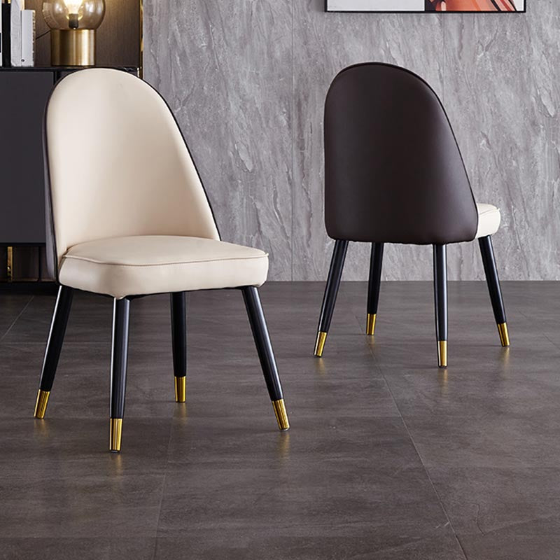 Nordic Glam Style Chair Dining Armless Chairs for Kitchen with Wooden Legs
