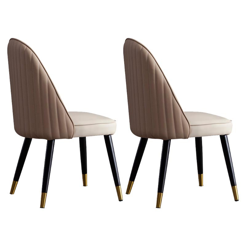 Nordic Glam Style Chair Dining Armless Chairs for Kitchen with Wooden Legs