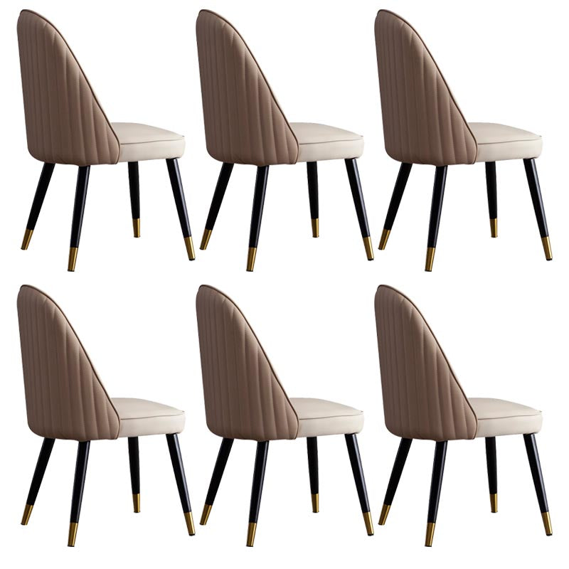Nordic Glam Style Chair Dining Armless Chairs for Kitchen with Wooden Legs