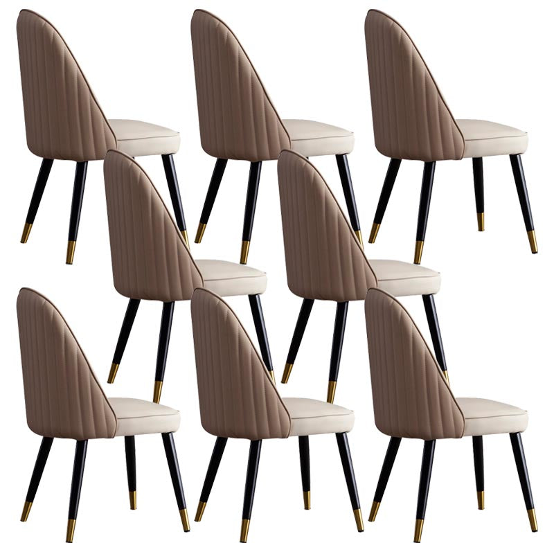 Nordic Glam Style Chair Dining Armless Chairs for Kitchen with Wooden Legs
