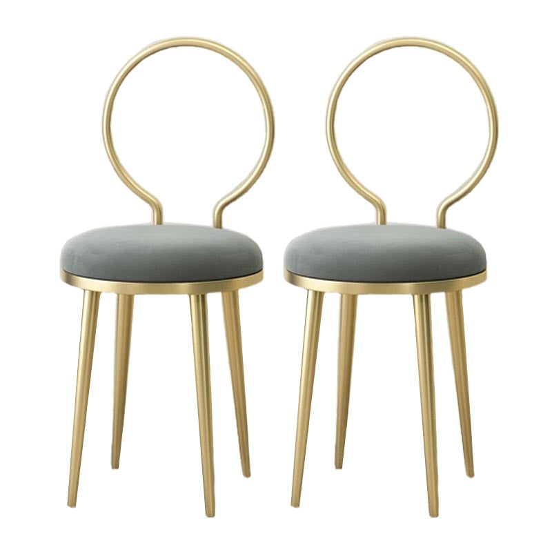 Glam Velvet Dining Chair Open Back Dining Side Furniture with Gold Legs in Matte Finish