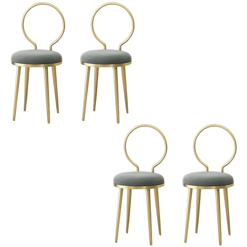 Glam Velvet Dining Chair Open Back Dining Side Furniture with Gold Legs in Matte Finish