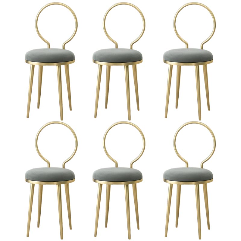 Glam Velvet Dining Chair Open Back Dining Side Furniture with Gold Legs in Matte Finish