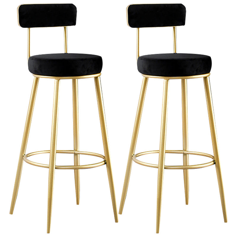 Nordic Glam Style Bar Stool Round Bar Stool with Metal Legs for Home