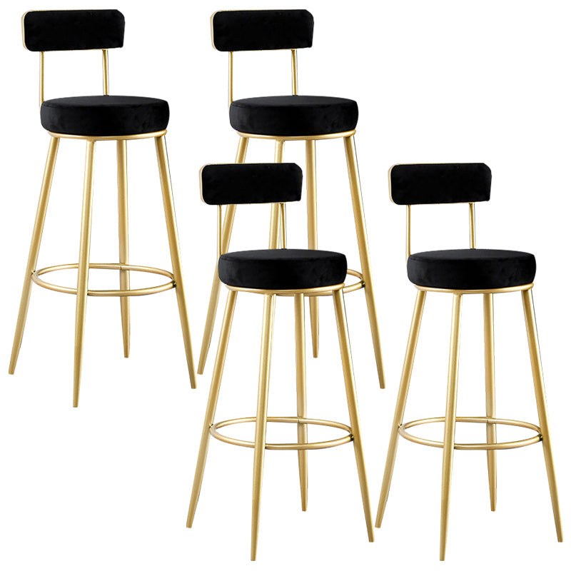 Nordic Glam Style Bar Stool Round Bar Stool with Metal Legs for Home