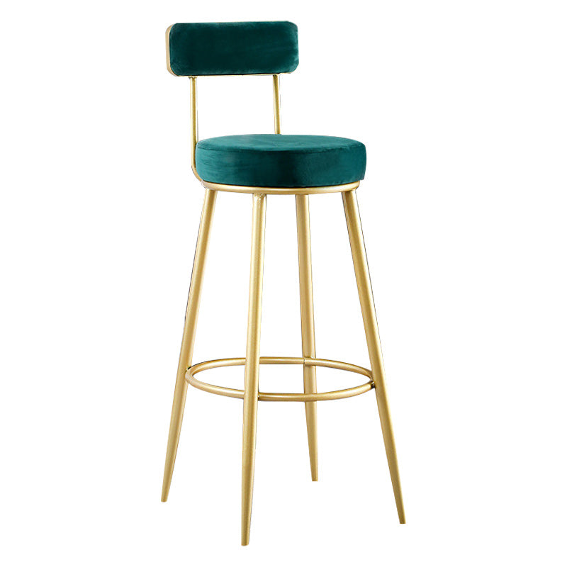 Nordic Glam Style Bar Stool Round Bar Stool with Metal Legs for Home