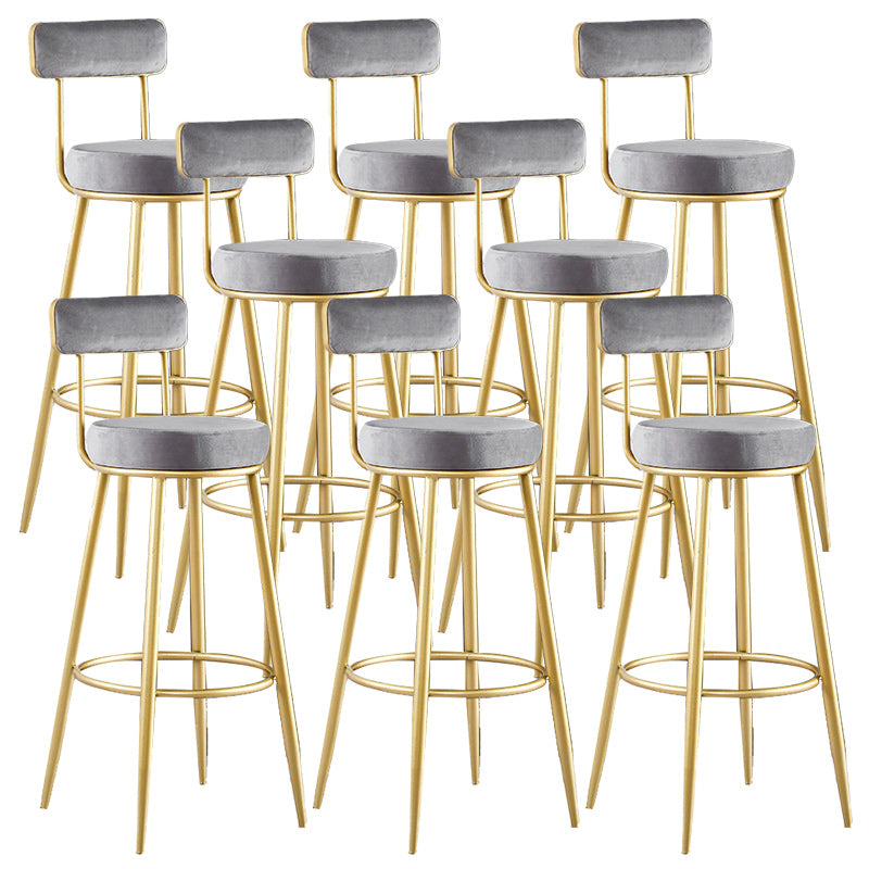 Nordic Glam Style Bar Stool Round Bar Stool with Metal Legs for Home