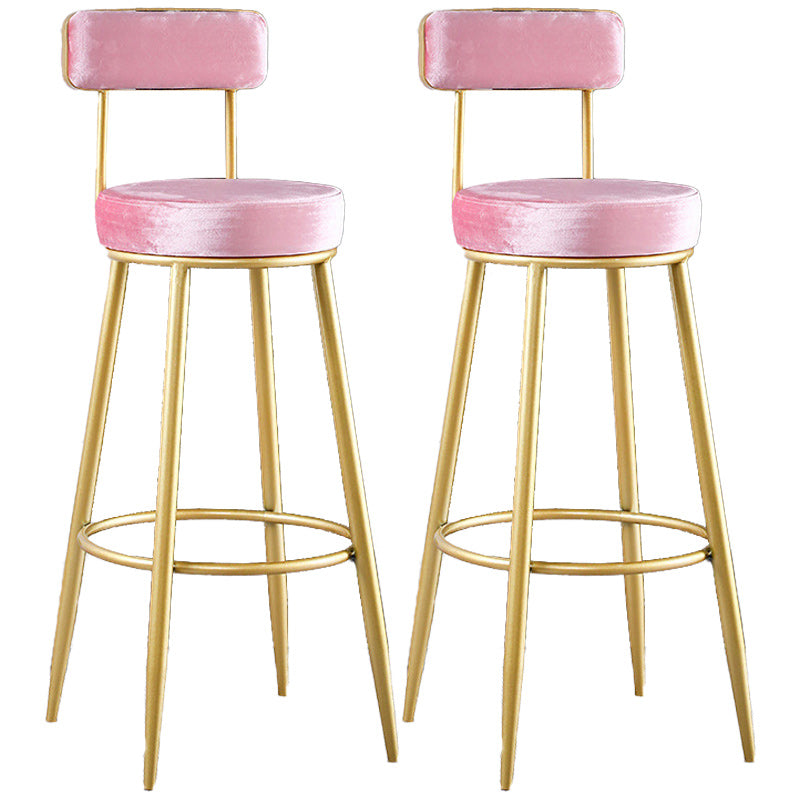 Nordic Glam Style Bar Stool Round Bar Stool with Metal Legs for Home