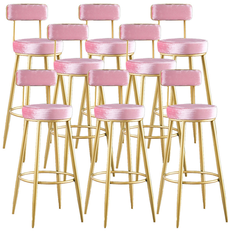 Nordic Glam Style Bar Stool Round Bar Stool with Metal Legs for Home